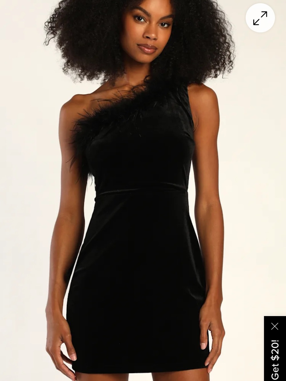 Altar’d State Feather Detail Satin One Shoulder Little Black Dress Women’s Sz M